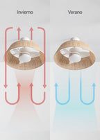 Wind Lamp Natural Woven - Quiet 25W Ø60cm Ceiling Fan with LED Light - Off-White# Off-White# With Light# No# ABS