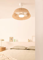 Wind Lamp Natural Woven - Quiet 25W Ø60cm Ceiling Fan with LED Light - Off-White# Off-White# With Light# No# ABS