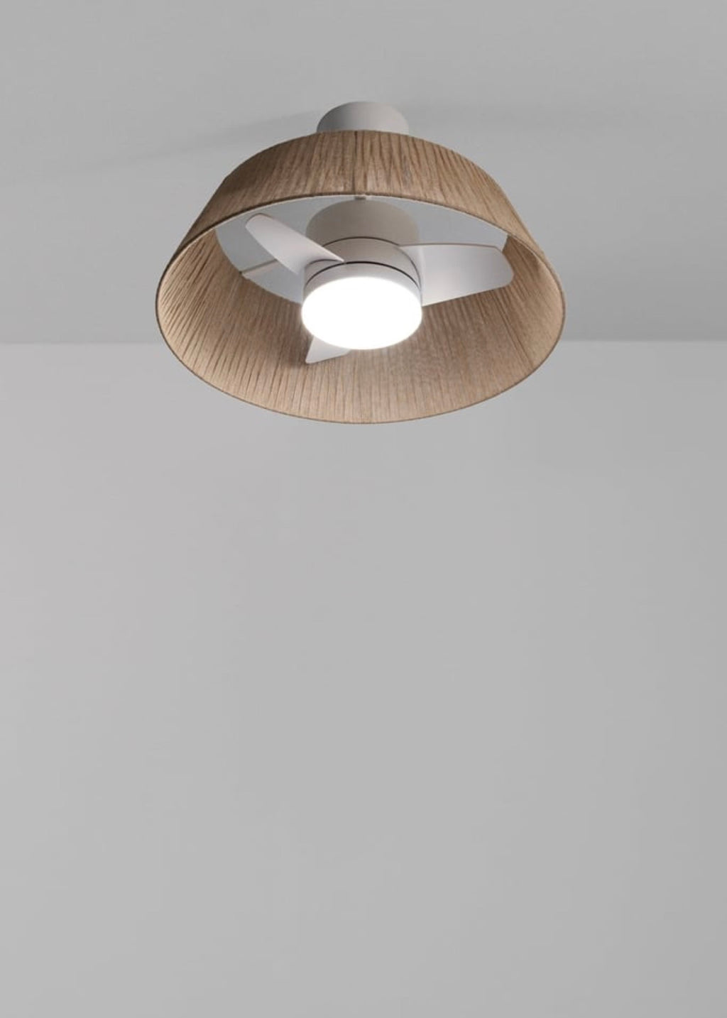Wind Lamp Natural Woven - Quiet 25W Ø60cm Ceiling Fan with LED Light - Off-White# Off-White# With Light# No# ABS