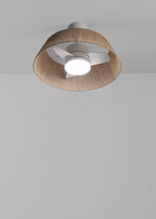 Wind Lamp Natural Woven - Quiet 25W Ø60cm Ceiling Fan with LED Light - Off-White# Off-White# With Light# No# ABS