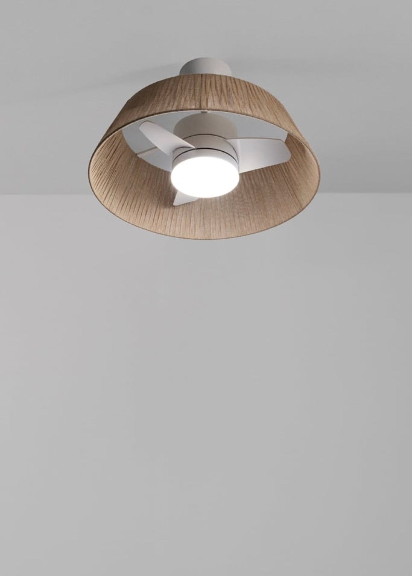 Wind Lamp Natural Woven - Quiet 25W Ø60cm Ceiling Fan with LED Light - Off-White# Off-White# With Light# No# ABS