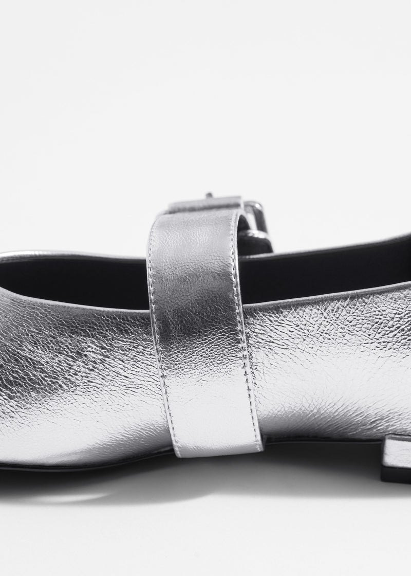 Shoes Alessa Cross Strap Ballerina - Silver - Women