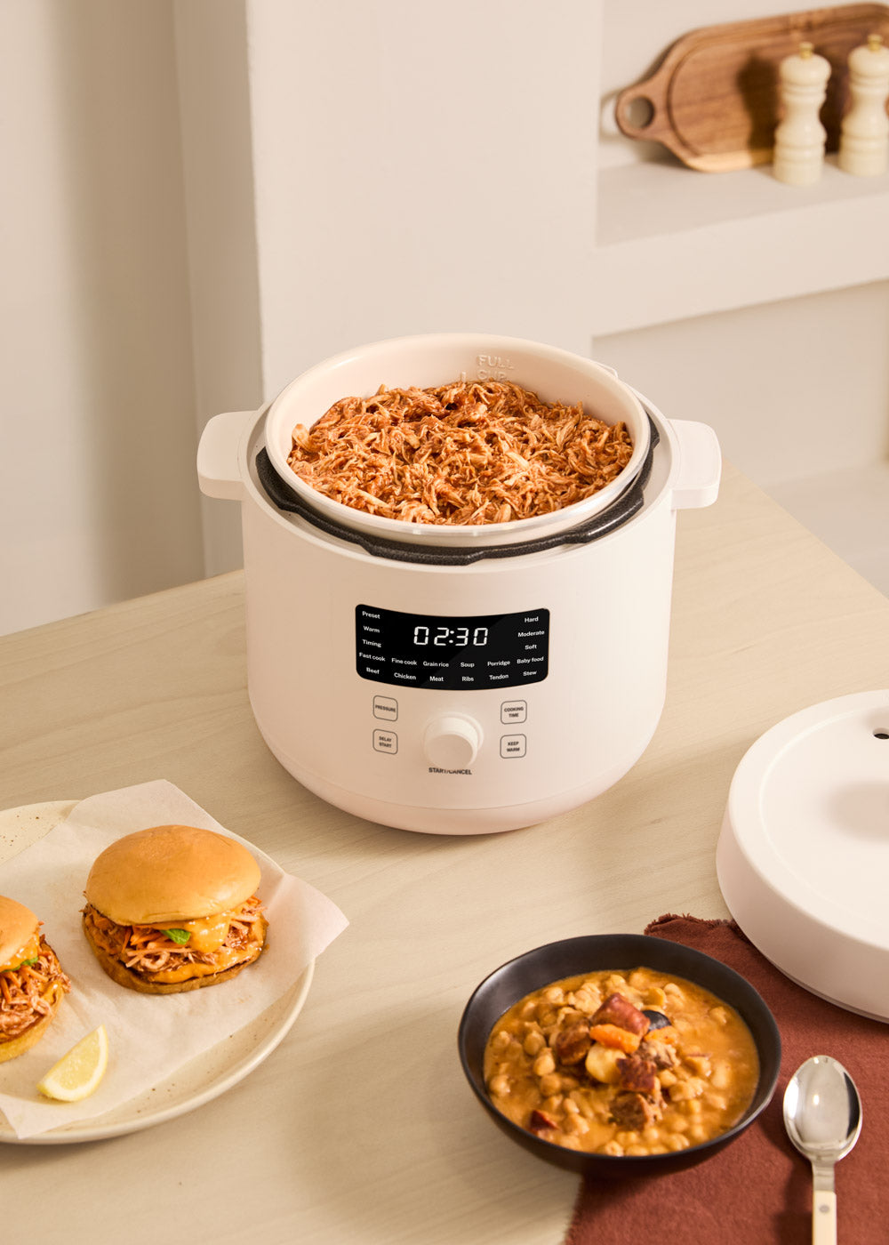 Pressure Cooker Studio - Olla a Presión Eléctrica Multifuncional Programable - 6L - Blanco Roto