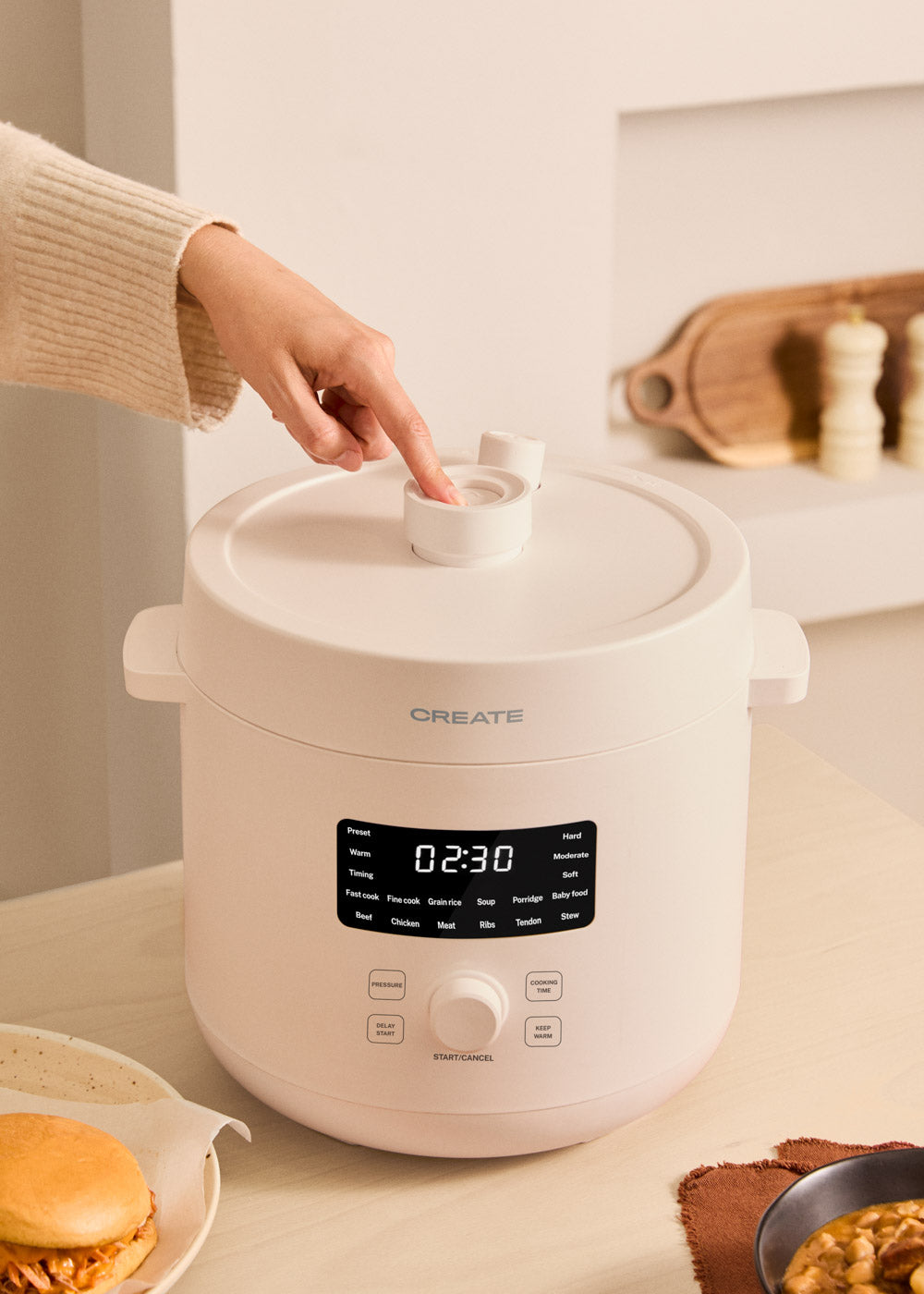 Pressure Cooker Studio - Olla a Presión Eléctrica Multifuncional Programable - 6L - Blanco Roto