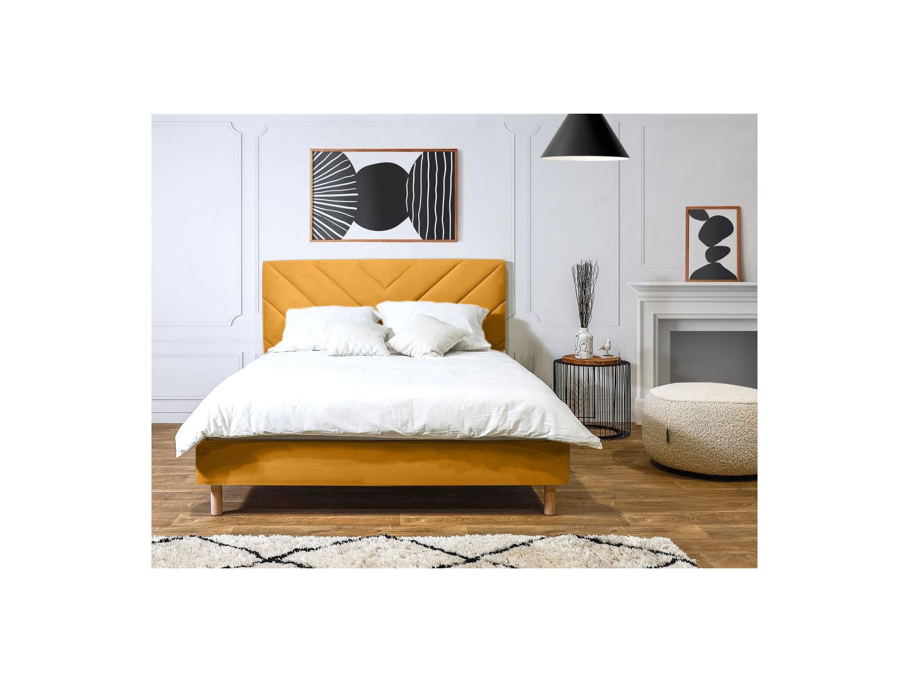 Romane - Cama con lamas macizas - Tejido de terciopelo