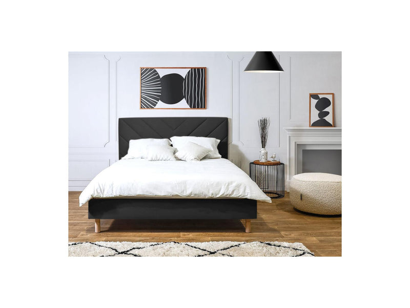Romane - Lit Avec Lattes Massives - Tissu Velours
