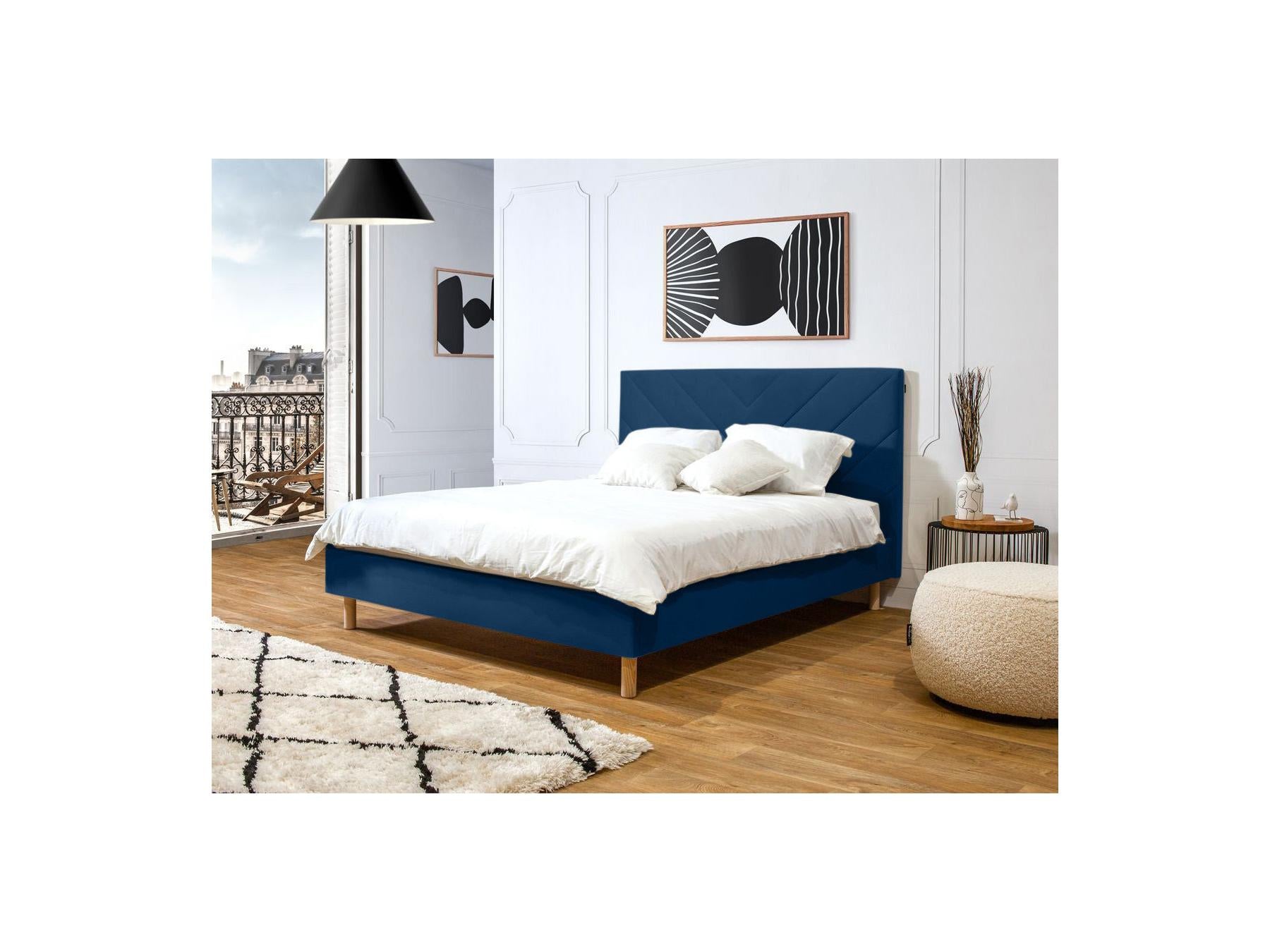 Romane - Cama con lamas macizas - Tejido de terciopelo