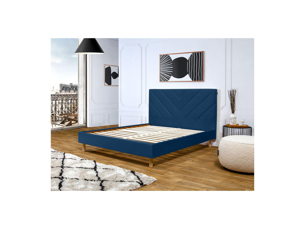 Romane - Cama con lamas macizas - Tejido de terciopelo
