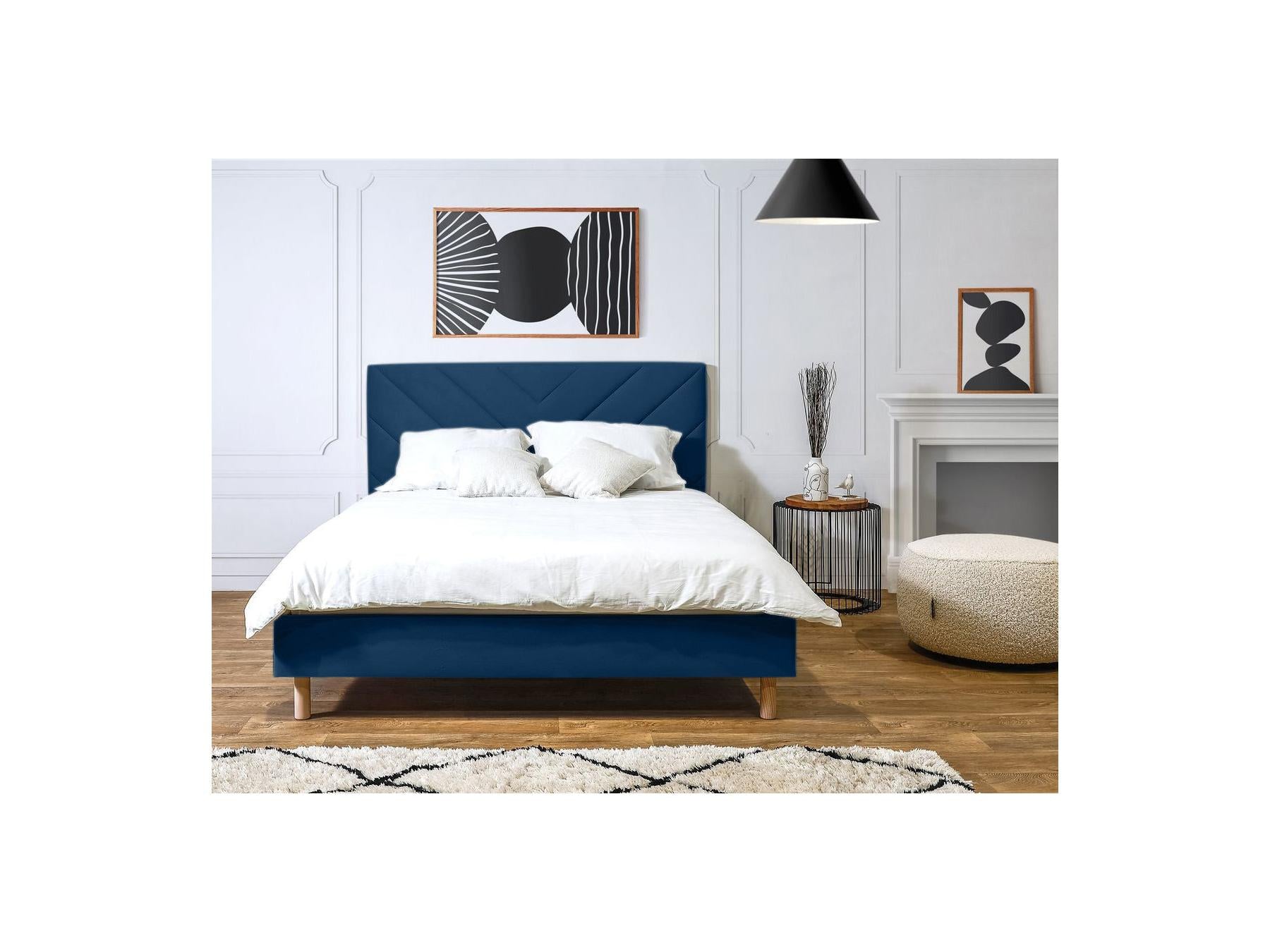 Romane - Cama con lamas macizas - Tejido de terciopelo