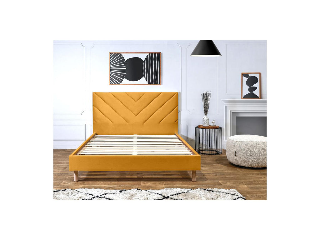 Romane - Cama con lamas macizas - Tejido de terciopelo