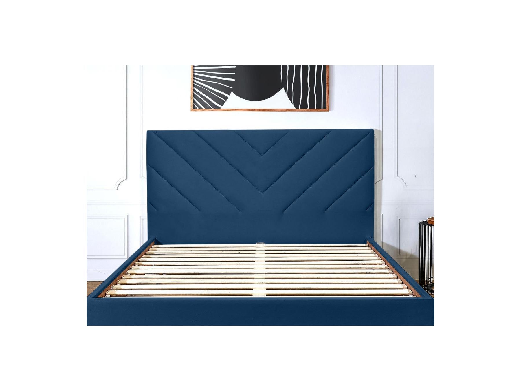 Romane - Cama con lamas macizas - Tejido de terciopelo