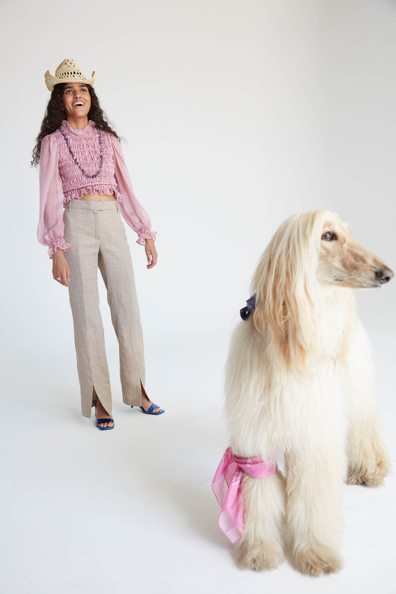 ISLAND CHEVRON TROUSERS Beige
