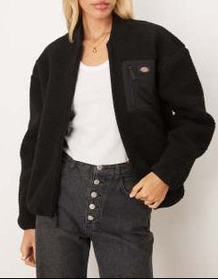 Central Sherpa Bomber Jacket - Black - Women