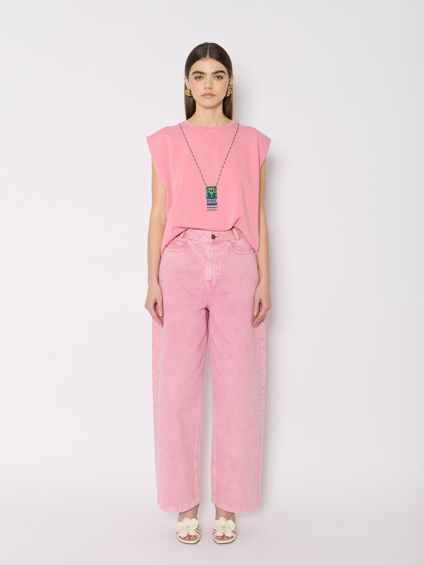 Wide Leg Jeans - Pink
