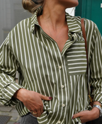 Lucie Stripe Khaki Shirt