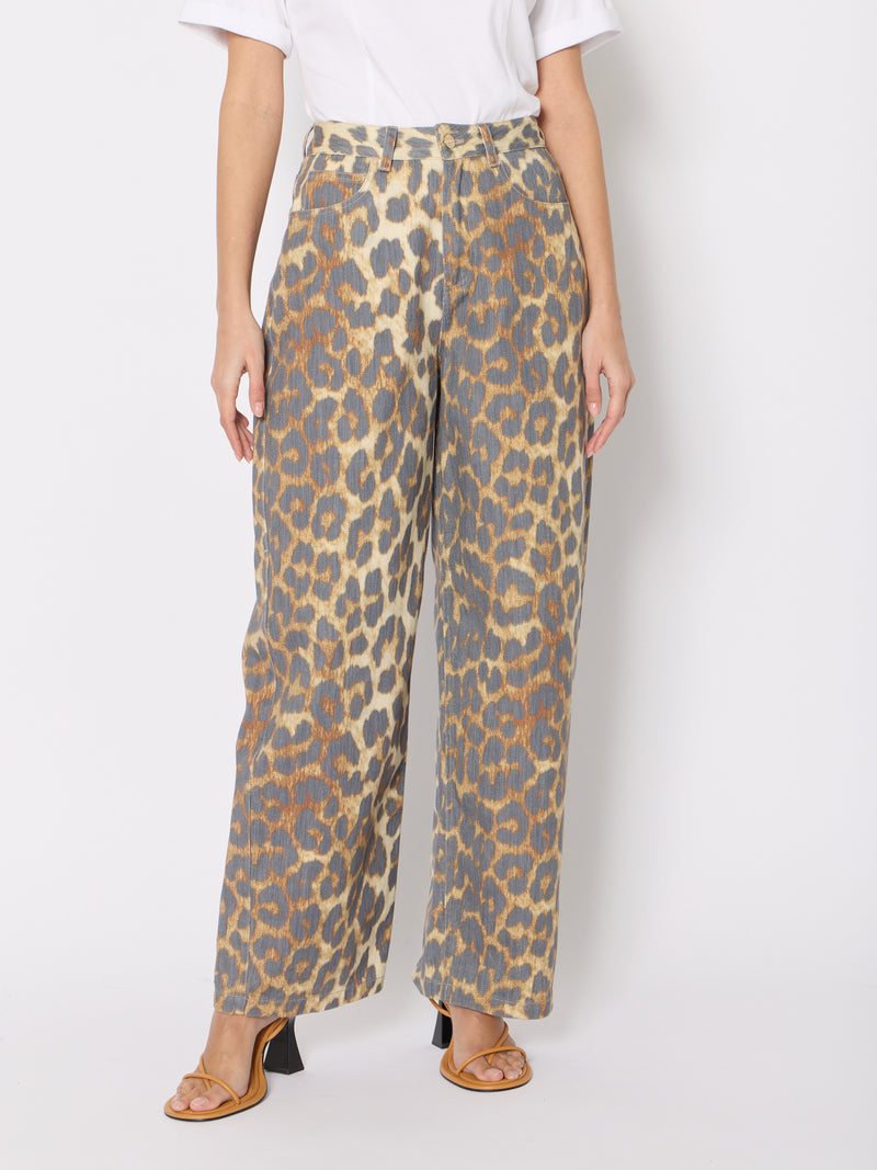 Jeans De Pierna Ancha Estampados - Leopardo