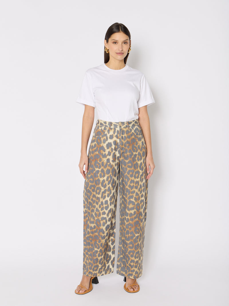 Jeans De Pierna Ancha Estampados - Leopardo