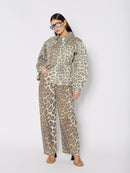 Jeans De Pierna Ancha Estampados - Leopardo