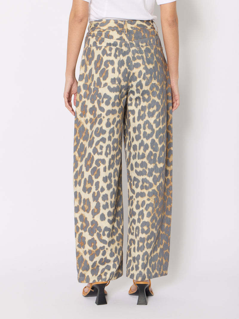 Jeans De Pierna Ancha Estampados - Leopardo