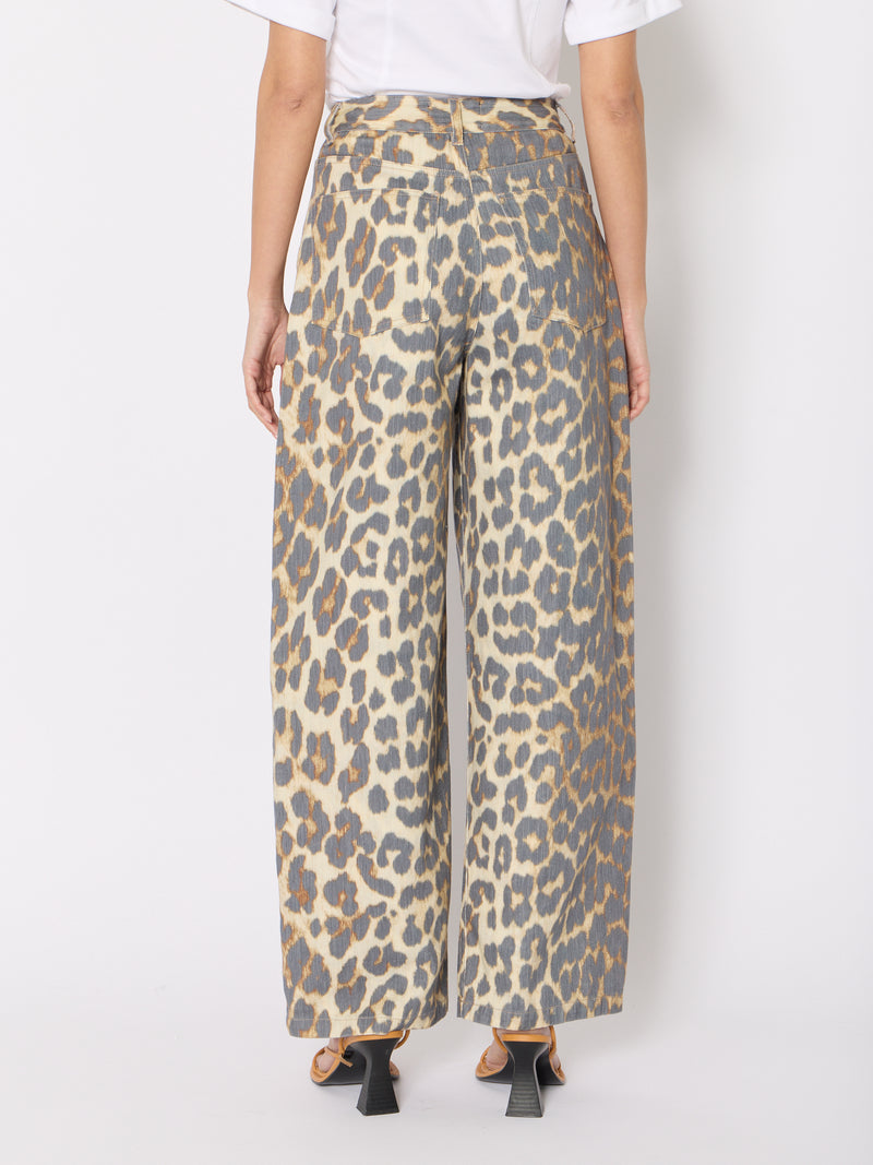 Jeans De Pierna Ancha Estampados - Leopardo