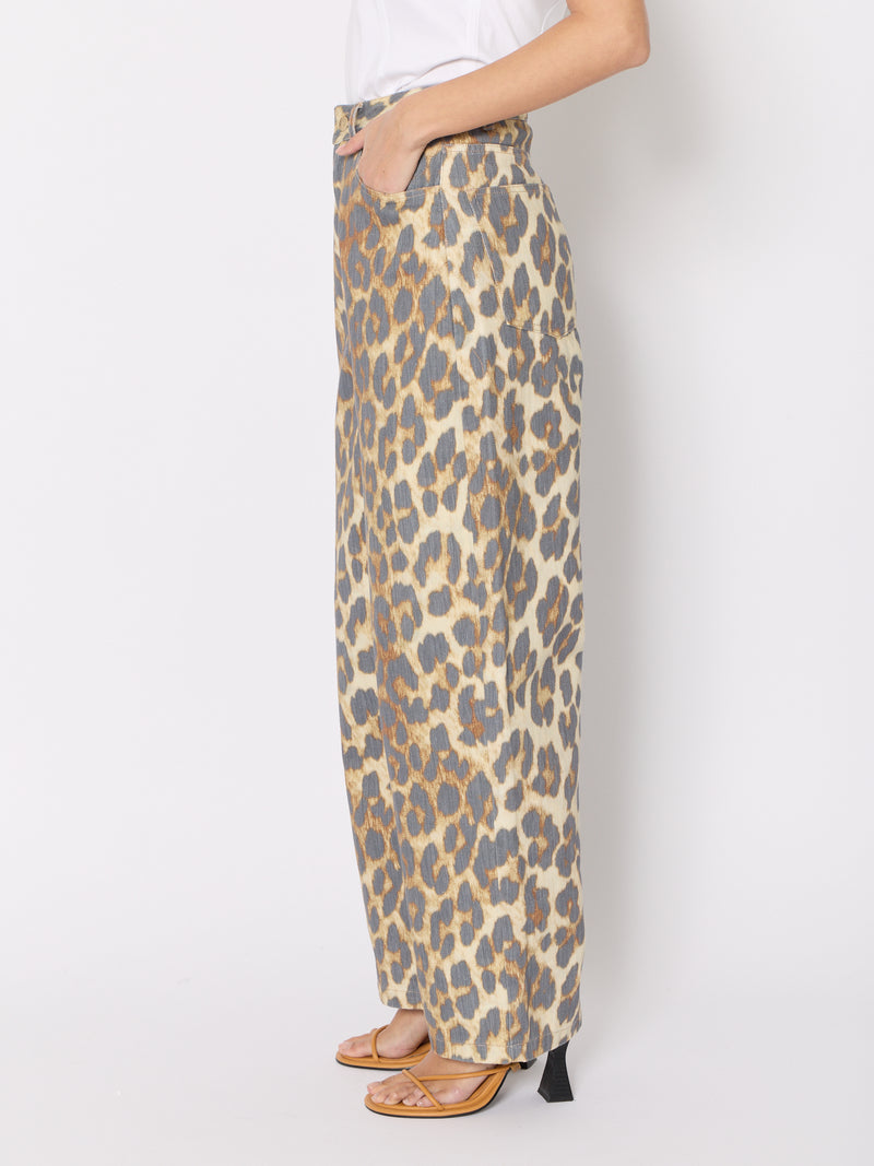 Jeans De Pierna Ancha Estampados - Leopardo