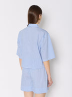 Short Raye Avec Strass - Light-Blue