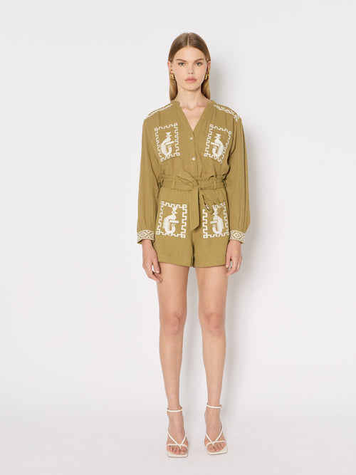 Short Double Gaze Broderie - Khaki