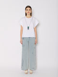 Tshirt Avec Collier Perles - White