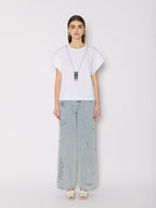 Tshirt Avec Collier Perles - White