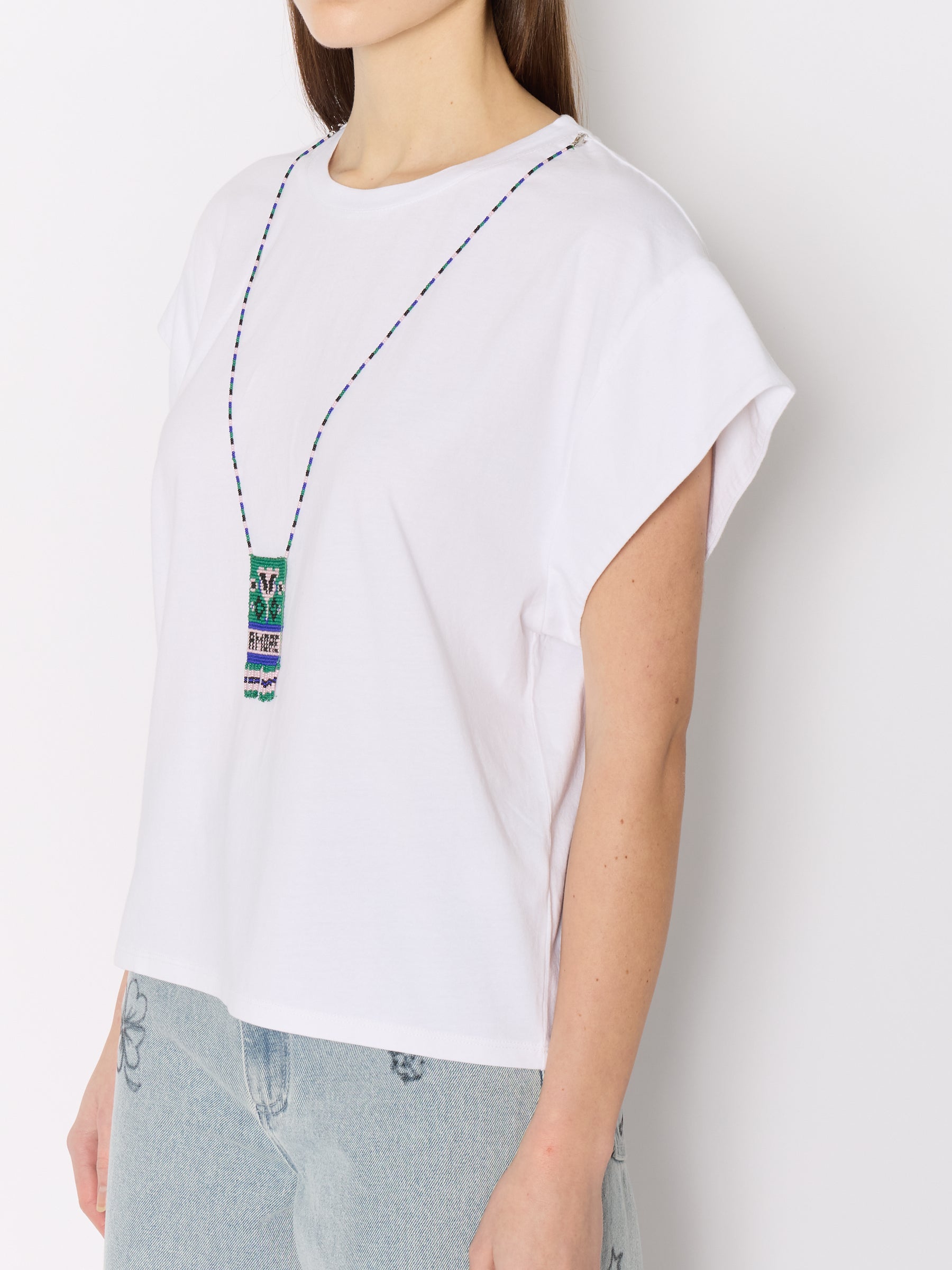 Berenice - Camiseta Con Collar de Perlas - White