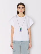 Tshirt Avec Collier Perles - White