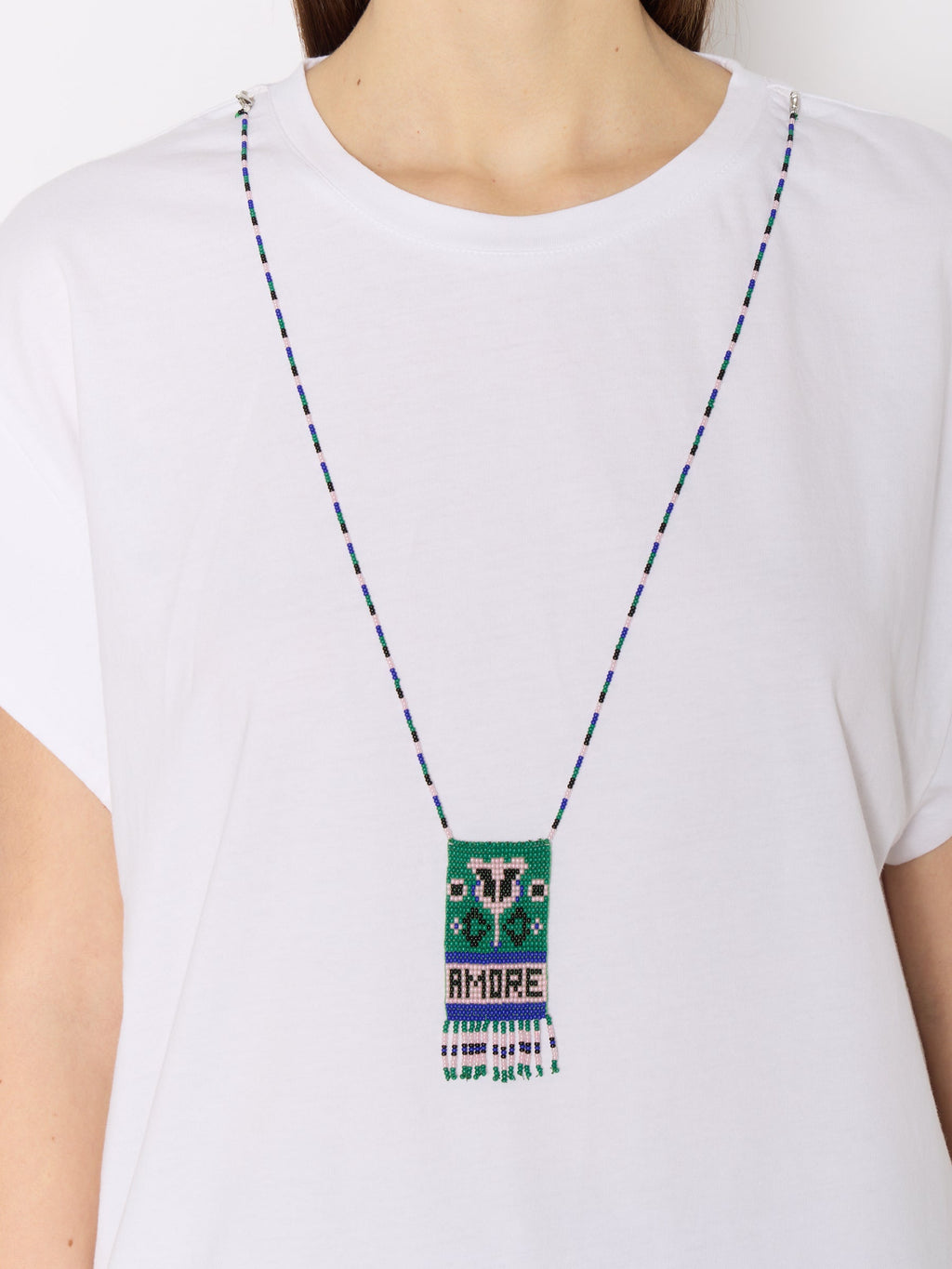 Berenice - Camiseta Con Collar de Perlas - White