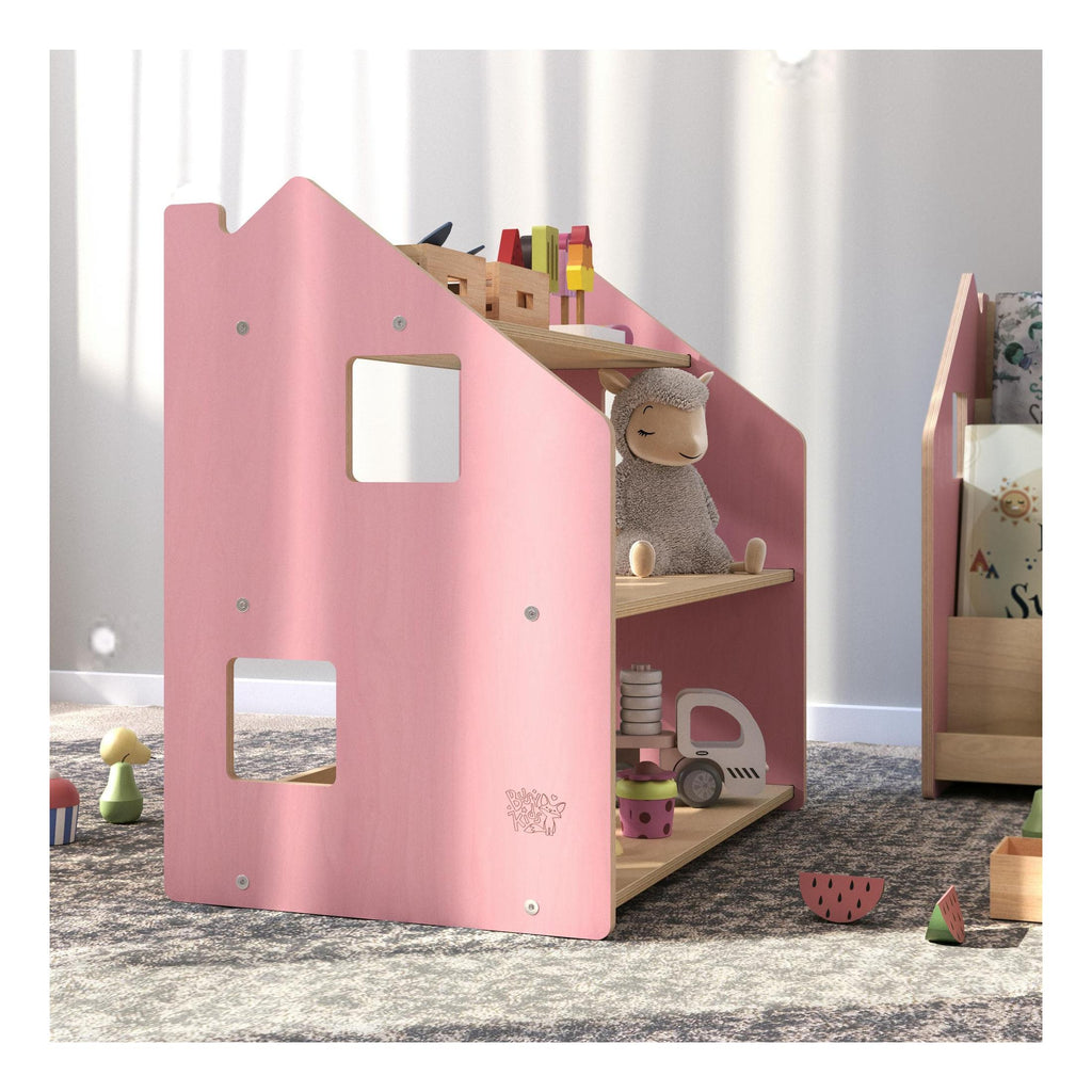 Étagère À Jouets – Bleu Clair & Rose