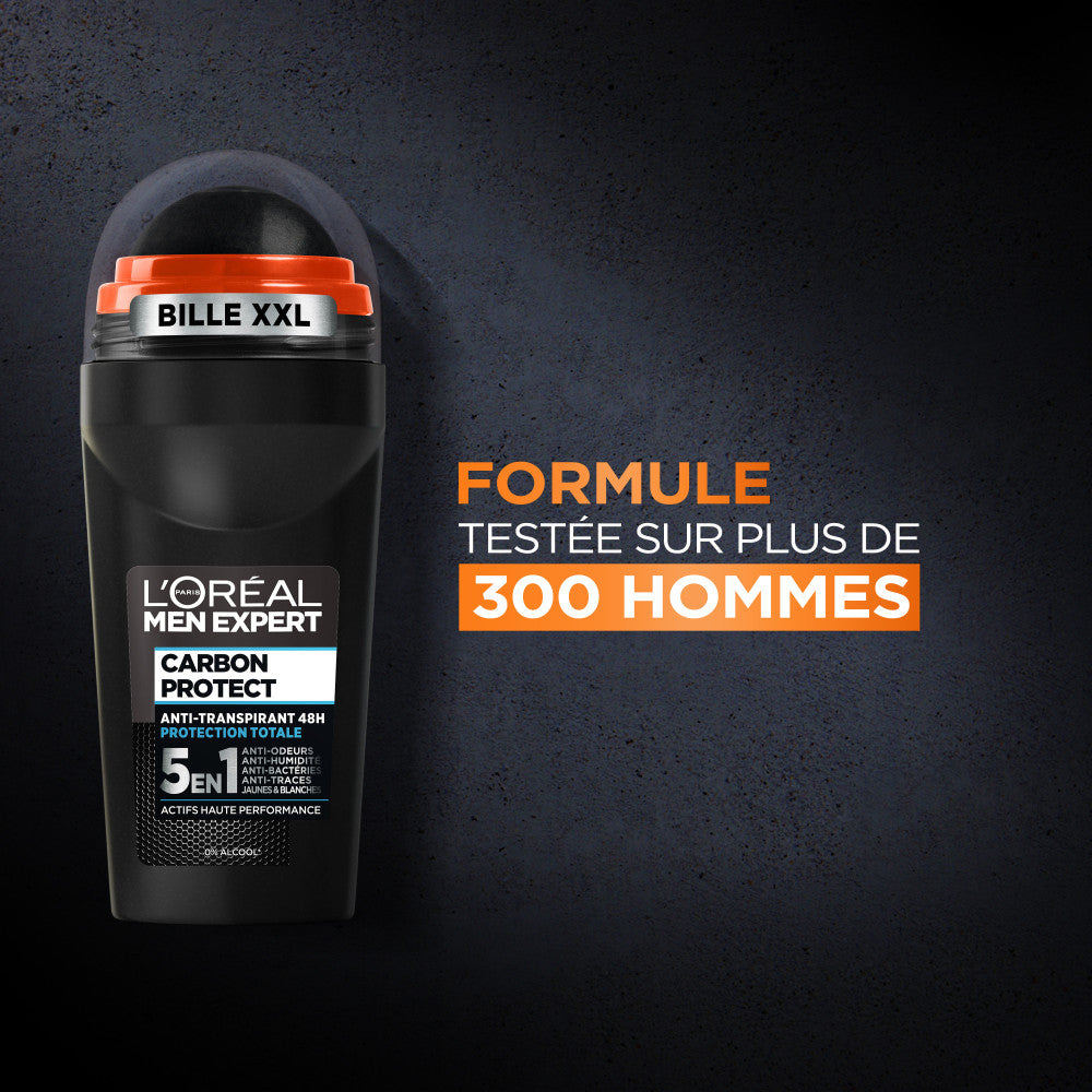L'Oréal Men Expert - Pack de 6 - Desodorante roll-on Carbon Protect 5 en 1
