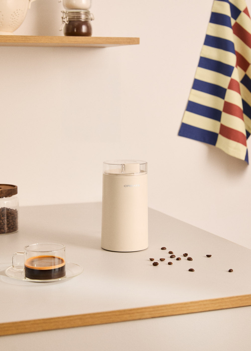 Coffee Grinder Studio - Moulin À Café & À Aliments En Acier Inoxydable - Blanc Cassé