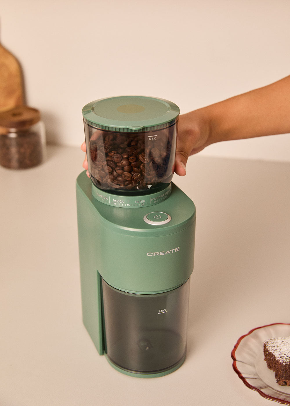 Coffee Grinder Studio Pro - Moulin À Café Avec Réservoir & 38 Niveaux De Mouture - Sauge