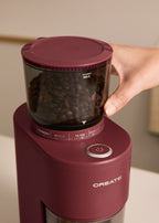 Coffee Grinder Studio Pro - Moulin À Café Avec Réservoir Et 38 Niveaux De Mouture - Bordeaux