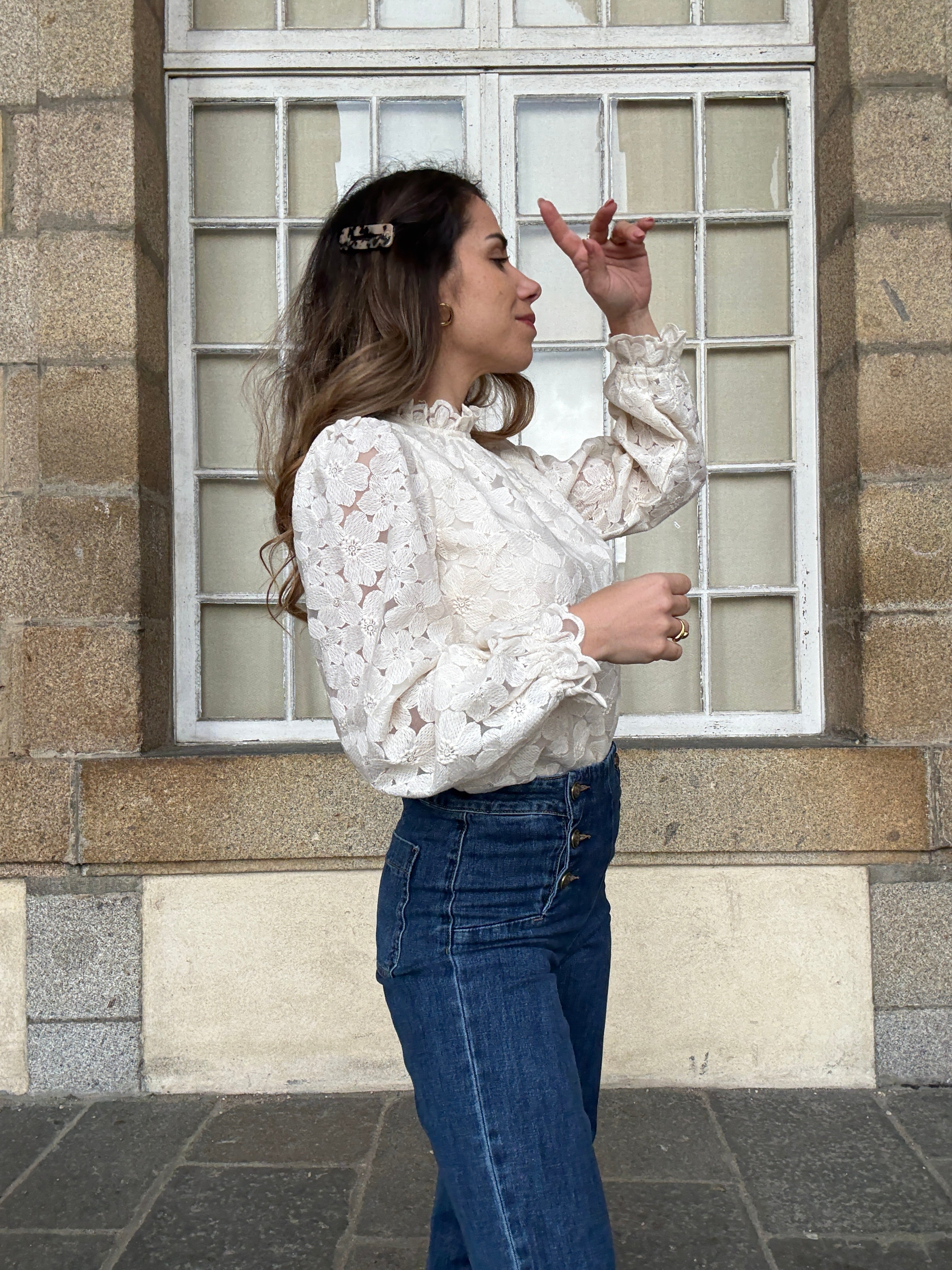 Alma Ecru Lace Blouse
