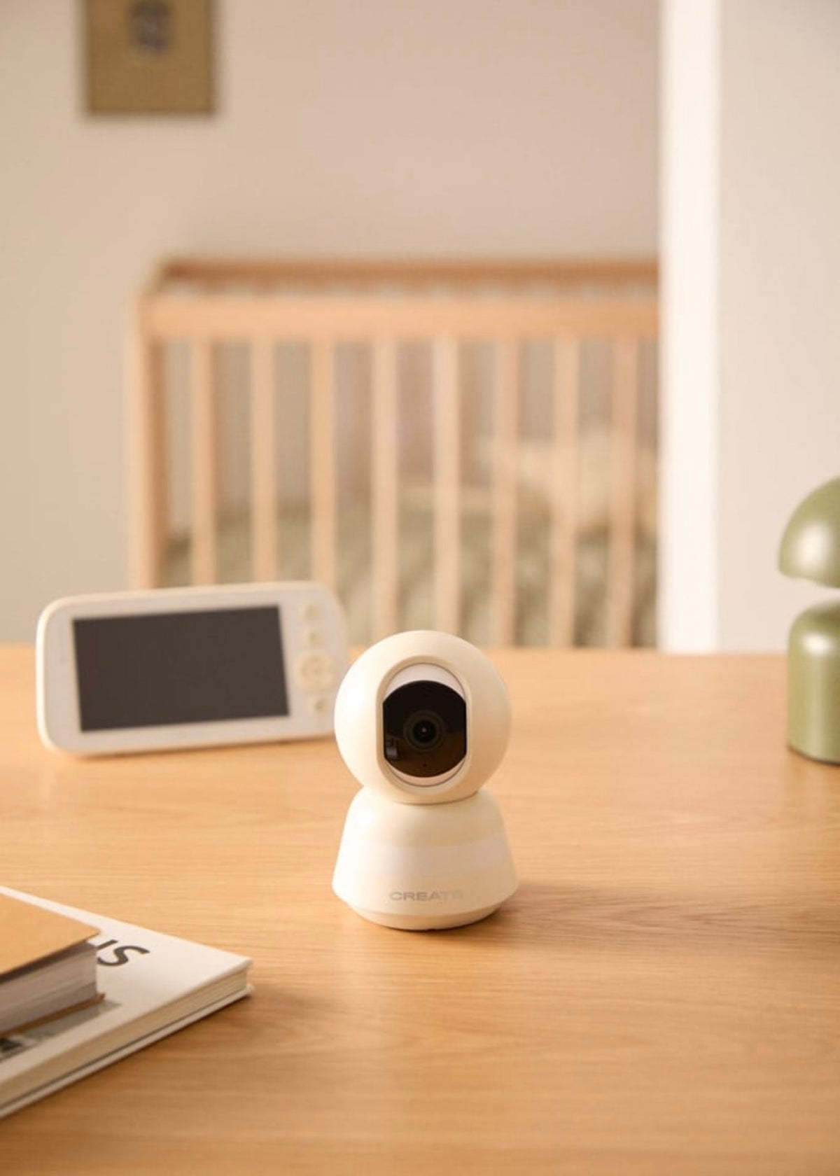 Baby Cam Connect Pro - Cámara de vigilancia para bebés con wifi, monitor y audio bidireccional - Blanco roto