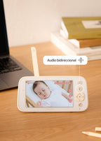 Baby Cam Connect Pro - Cámara de vigilancia para bebés con wifi, monitor y audio bidireccional - Blanco roto