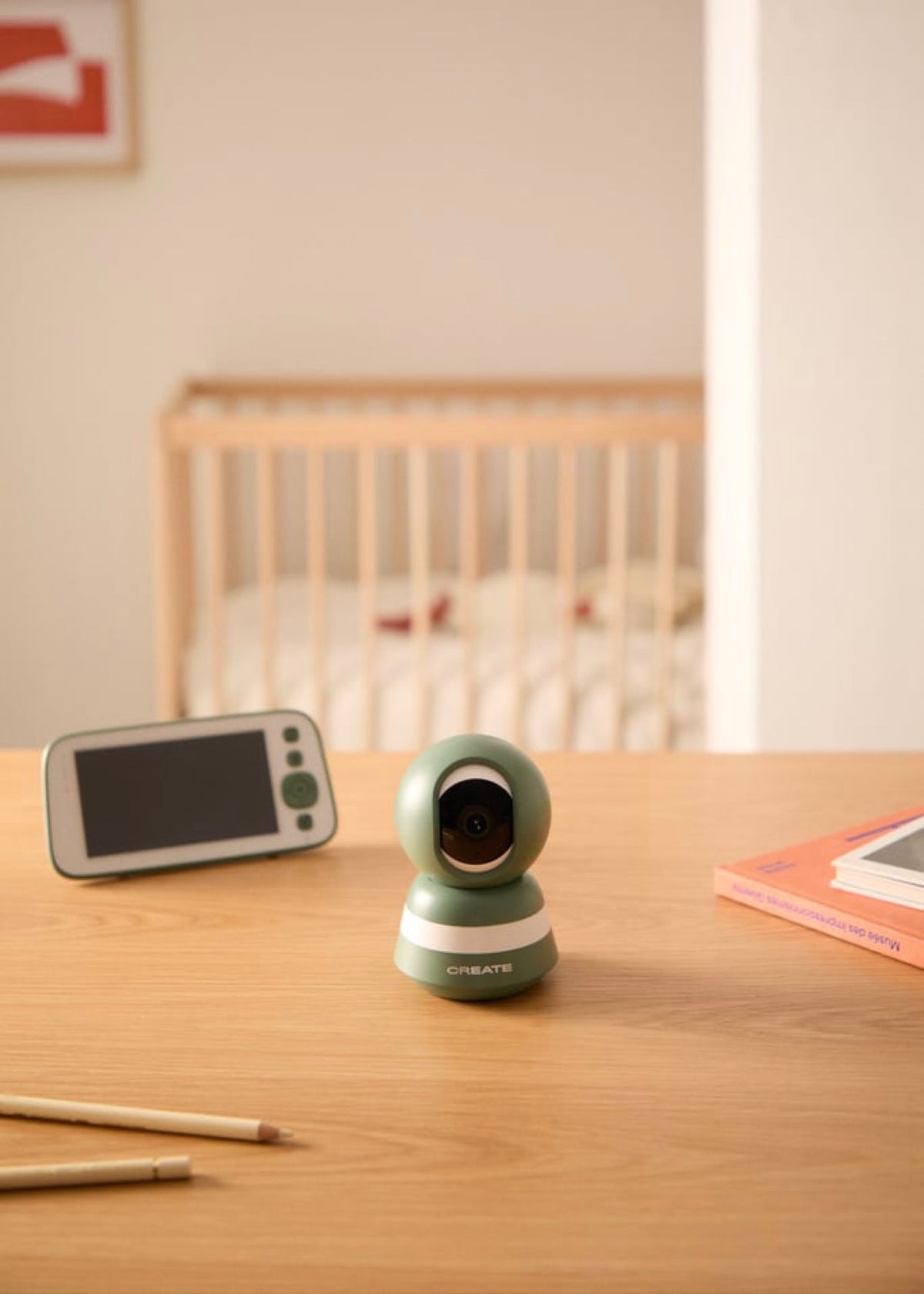 Baby Cam Connect Pro - Baby Monitor Camera with Wi-Fi, Monitor and Two-Way Audio - Sage