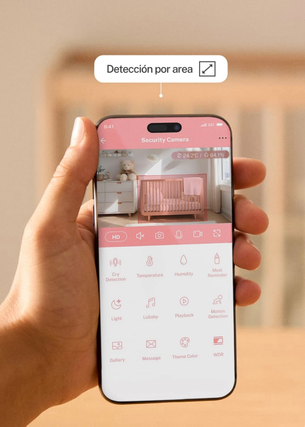 Baby Cam Connect Pro - Baby Monitor Camera with Wi-Fi, Monitor and Two-Way Audio - Sage
