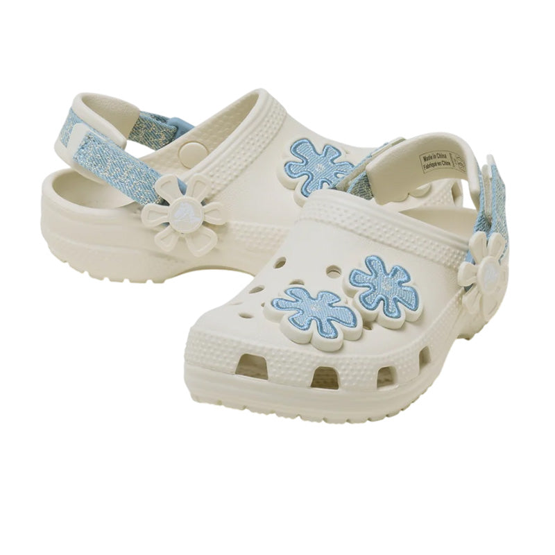 Sabots Crocs Classic Dnm Flower Adj Backstrap Enfant - Sommet Blanc