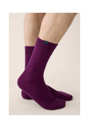 Lot De 2 Chaussettes Mi-Hautes En Mohair - Prune Et Marine