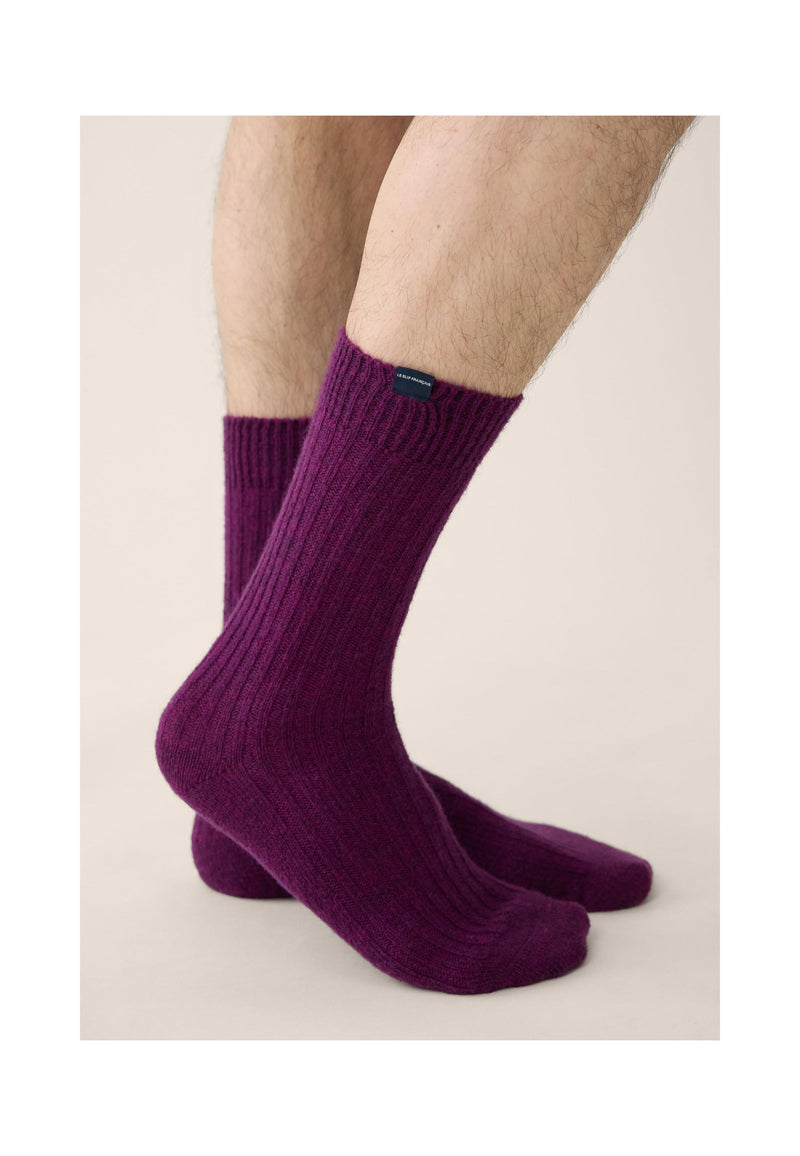 Lot De 2 Chaussettes Mi-Hautes En Mohair - Prune Et Marine