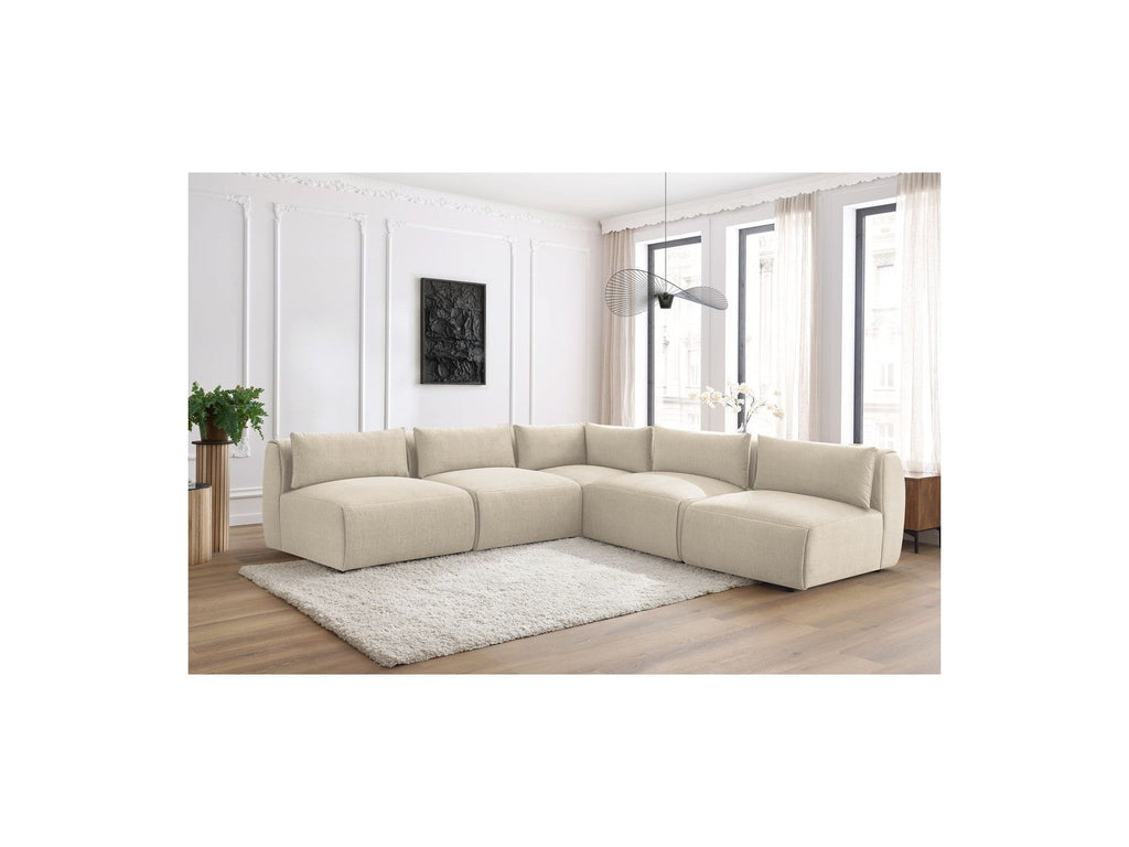 Jeanne - Canapé D'Angle Fixe Modulable - Tissu Velours Avec 4 Chauffeuses Et 1 Angle