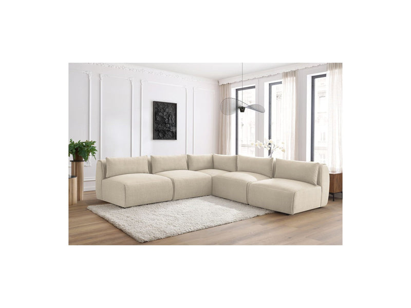 Jeanne - Sofá esquinero modular fijo - Tela de terciopelo con 4 sillones y 1 esquinero