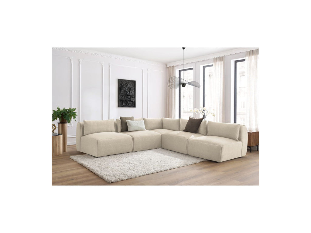 Jeanne - Canapé D'Angle Fixe Modulable - Tissu Velours Avec 4 Chauffeuses Et 1 Angle