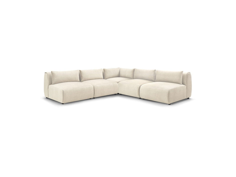 Jeanne - Sofá esquinero modular fijo - Tela de terciopelo con 4 sillones y 1 esquinero