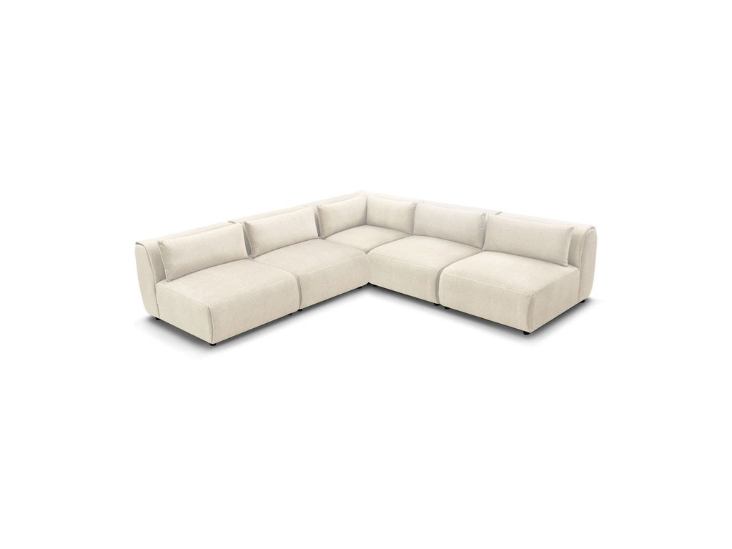 Jeanne - Canapé D'Angle Fixe Modulable - Tissu Velours Avec 4 Chauffeuses Et 1 Angle